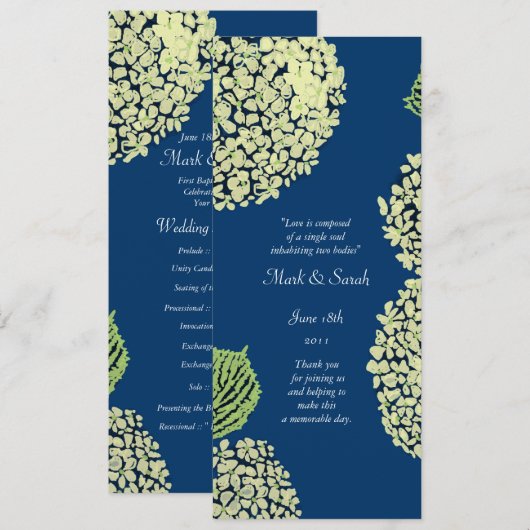Blueberry Hydrangea Wedding Program Programm (Vorne/Hinten)