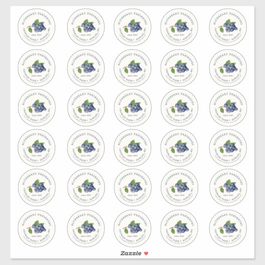 Blueberry Jam 2" Mason Jar Standard Lid Label (Blatt)