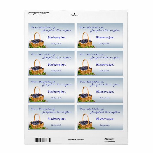 Blueberry Jam Canning Labels (Vorne)