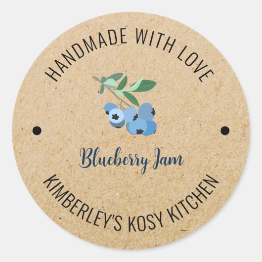 Blueberry Jam Handmade mit Liebe Kraft Runder Aufkleber (Vorderseite)