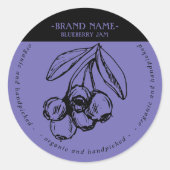 Blueberry Jam Jar Label Packaging Design Runder Aufkleber (Vorderseite)