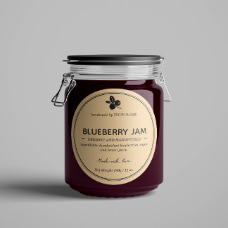 Blueberry Jam Jar Label Packaging Design Runder Aufkleber