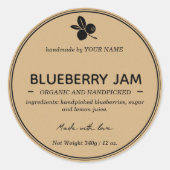 Blueberry Jam Jar Label Packaging Design Runder Aufkleber (Vorderseite)