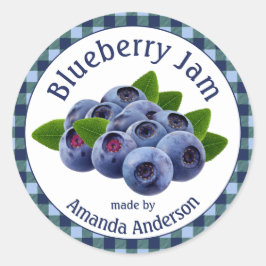 Blueberry Jam Kariert 1,5" Circle Food Label Runder Aufkleber