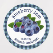 Blueberry Jam Kariert Circle Food Label Etiketten (Design 1)