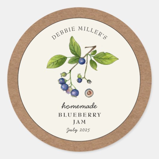 Blueberry Jam Kraft Paper border Runder Aufkleber (Vorderseite)