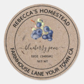 Blueberry Jam Kraft Paper Canning Jar Labels Runder Aufkleber (Vorderseite)