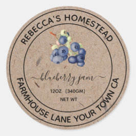 Blueberry Jam Kraft Paper Canning Jar Labels Runder Aufkleber