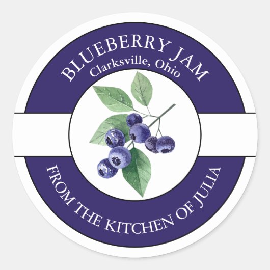 Blueberry Jam Label Runder Aufkleber (Vorderseite)