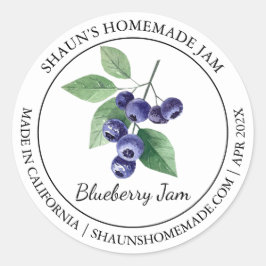 Blueberry Jam Modern Label Runder Aufkleber