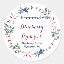 Blueberry Jam Preserve Canning Label