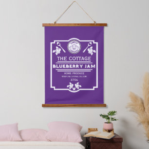 Blueberry Jam Seller Wandteppich Mit Holzrahmen