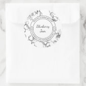 Blueberry Jam Sketch Modern Label Runder Aufkleber (Tasche)