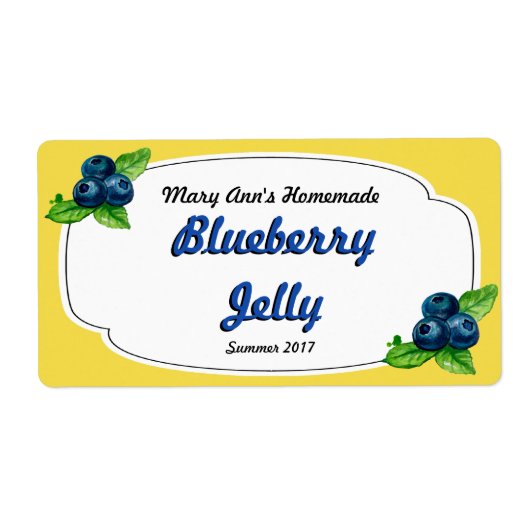 Blueberry Jelly Canning Labels (Vorne)