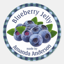 Blueberry Jelly Kariert 1,5" Circle Food Label Runder Aufkleber