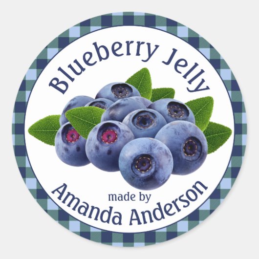 Blueberry Jelly Kariert 1,5" Circle Food Label Runder Aufkleber (Vorderseite)