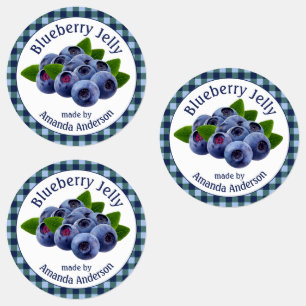 Blueberry Jelly Kariert Circle Food Label Etiketten