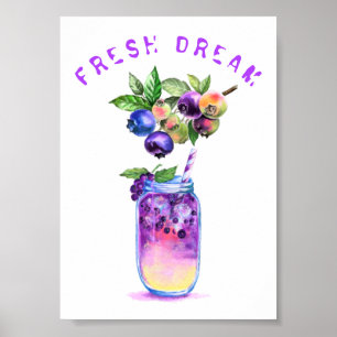 Blueberry Juice Cool Drink Frucht Party Poster