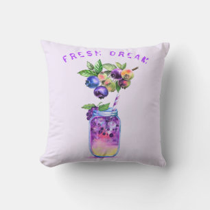 Blueberry Juice Cool Drink Fruits Throw Pillow Kissen