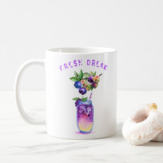 Blueberry Juice Cool Drink Kaffee Tasse (Mit Donut)