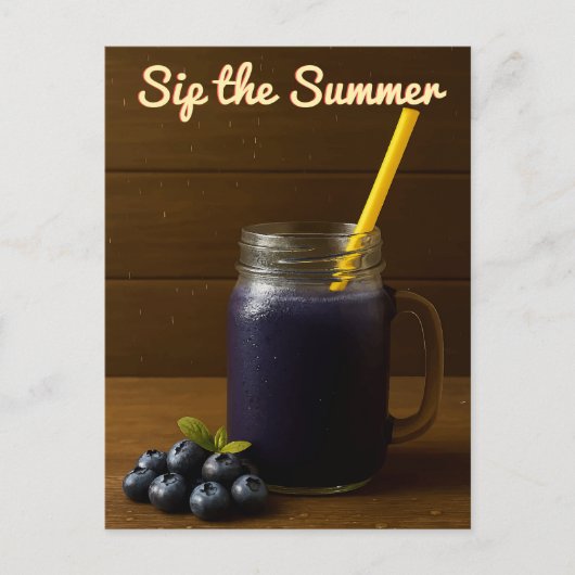 Blueberry Juice - "Sip the Summer" Postkarte (Vorderseite)