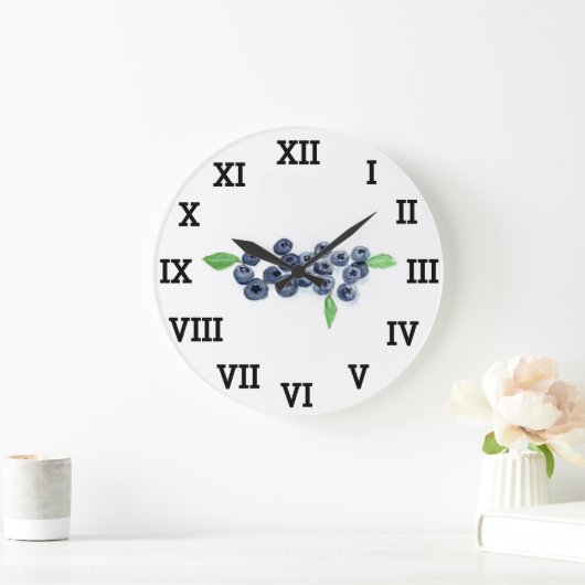 Blueberry Küche Obst Sommer Wasserfarben Lebensmit Große Wanduhr (Zuhause)