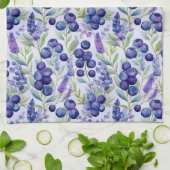 Blueberry Lavender Garden - Wasserfarbene Blume Geschirrtuch (Gefaltet)