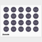 Blueberry Lila | Hochzeitsklassische Monogramm Runder Aufkleber (Blatt)