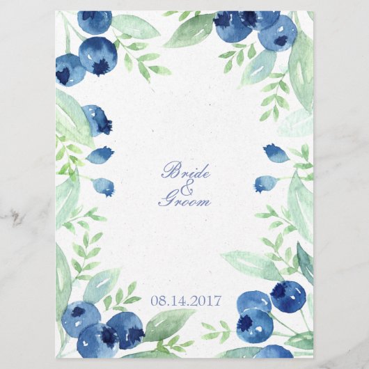 Blueberry Midsommer Rustic Berry Wedding Menu Menükarte (Rückseite)