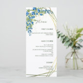 Blueberry mit Imitaten Gold Foil Rahmen Rustikale Menükarte (Stehend Vorderseite)