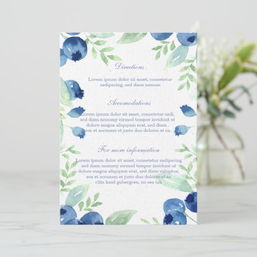 Blueberry Mittelsommer Rustic Berry Wedding Einladung (Stehend Vorderseite)
