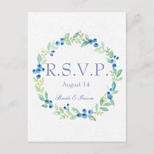 Blueberry Mittelsommer Rustic Berry Wedding RSVP Einladungspostkarte (Vorderseite)