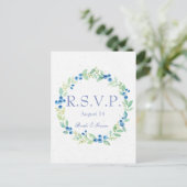 Blueberry Mittelsommer Rustic Berry Wedding RSVP Einladungspostkarte (Stehend Vorderseite)