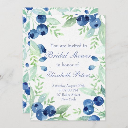 Blueberry Mittelsommer Rustikales Berry Brautparty Einladung (Vorne/Hinten)