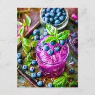 Blueberry Mojito - Sommercocktail Feiertagspostkarte