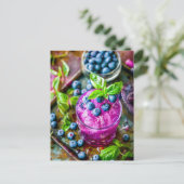 Blueberry Mojito - Sommercocktail Feiertagspostkarte (Stehend Vorderseite)