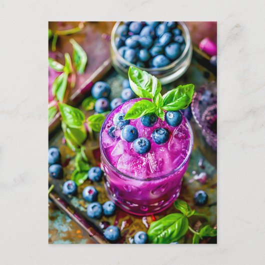 Blueberry Mojito - Sommercocktail Feiertagspostkarte (Vorderseite)
