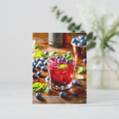 Blueberry Mojito - Sommercocktail Feiertagspostkarte (Stehend Vorderseite)
