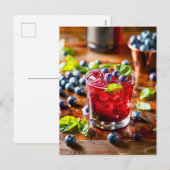 Blueberry Mojito - Sommercocktail Feiertagspostkarte (Vorne/Hinten)
