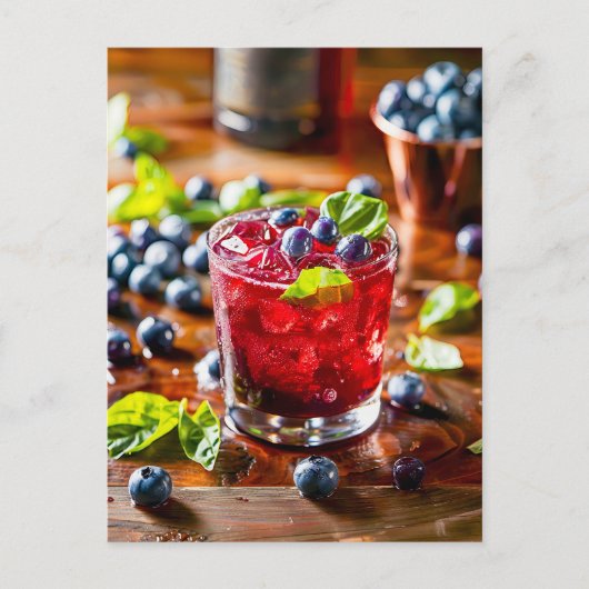 Blueberry Mojito - Sommercocktail Feiertagspostkarte (Vorderseite)