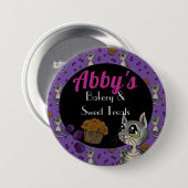 Blueberry Muffin Bloop Cat Custom Bakery Button (Vorne & Hinten)