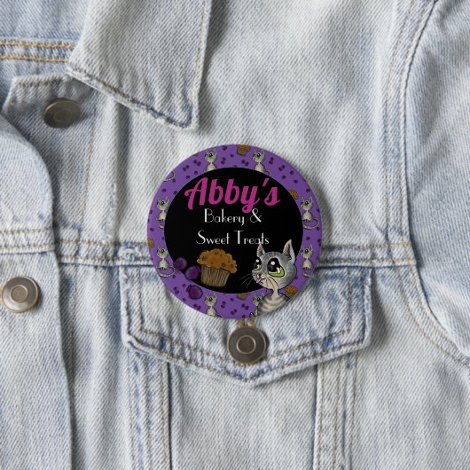 Blueberry Muffin Bloop Cat Custom Bakery Button (Beispiel)