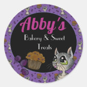 Blueberry Muffin Bloop Cat Custom Bakery Runder Aufkleber (Vorderseite)