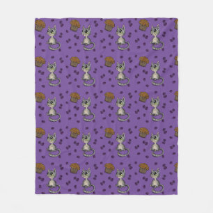 Blueberry Muffin Bloop Cat Pattern Fleecedecke