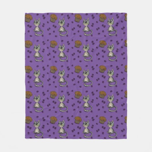 Blueberry Muffin Bloop Cat Pattern Fleecedecke (Vorderseite)