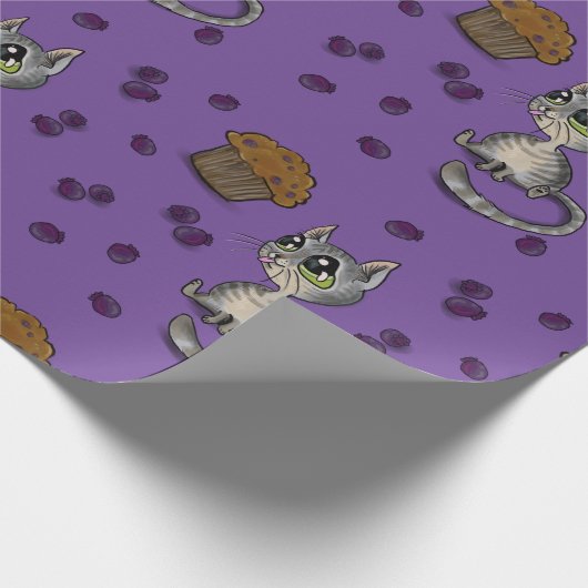 Blueberry Muffin Bloop Cat Pattern Geschenkpapier (Ecke)