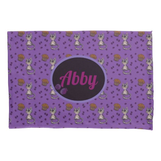 Blueberry Muffin Bloop Cat Pattern Pillowcase Kissenbezug (Vorderseite)