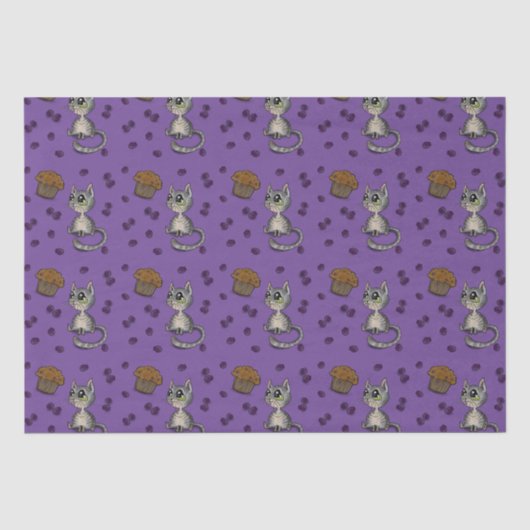 Blueberry Muffin Bloop Cat Pattern Seidenpapier (Vorderseite)