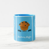 Blueberry Muffin Monogram Cartoon Character Blue Zweifarbige Tasse (Mittel)