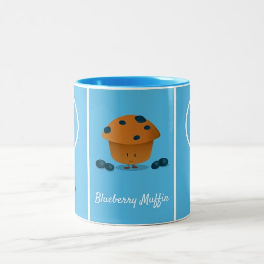 Blueberry Muffin Monogram Cartoon Character Blue Zweifarbige Tasse (Mittel)